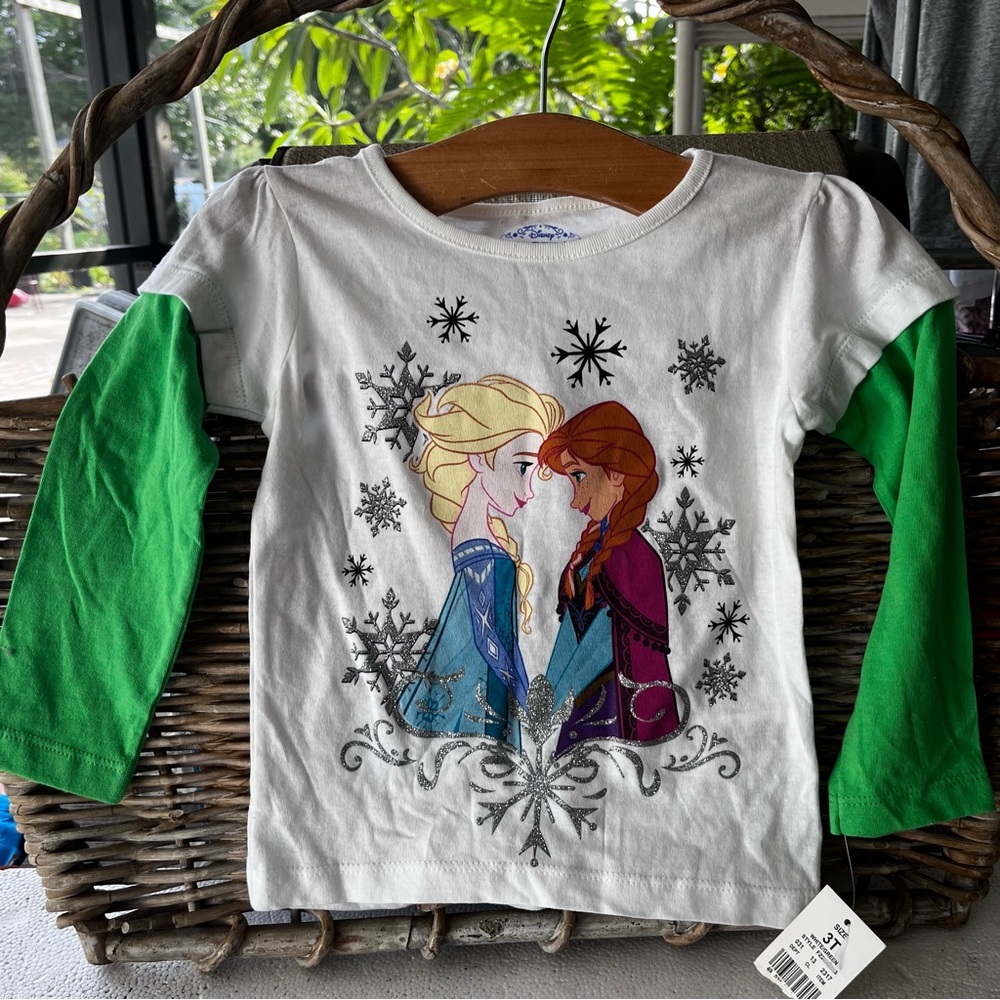 Disney Frozen Long Sleeve Tee White and Green